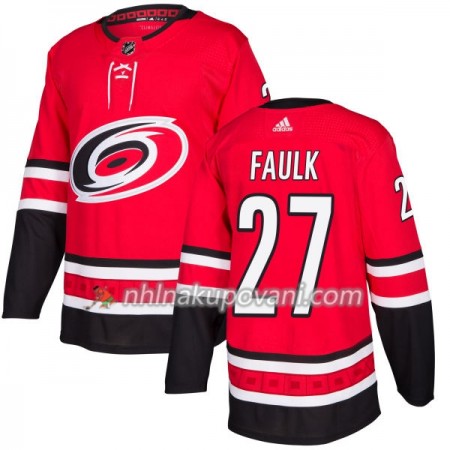 Carolina Hurricanes Dresy Justin Faulk 27 Červená 2017-2018 Adidas Authentic - Pánské